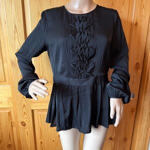 Leon Max Limited Edition Silk Top Blouse Beaded Black Elegant Designer